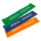 Kurzes Fitnessband, 3er-Set (orange: "extra light", blau: "light", grün: "medium")